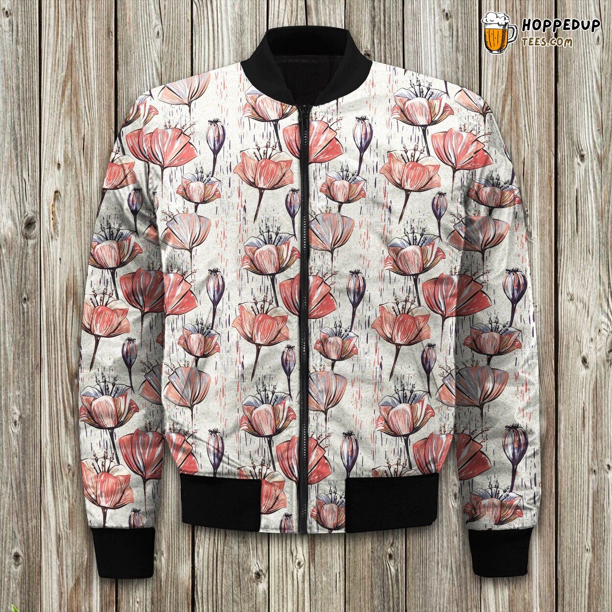 Floral Colorful Tulips Bomber Jacket