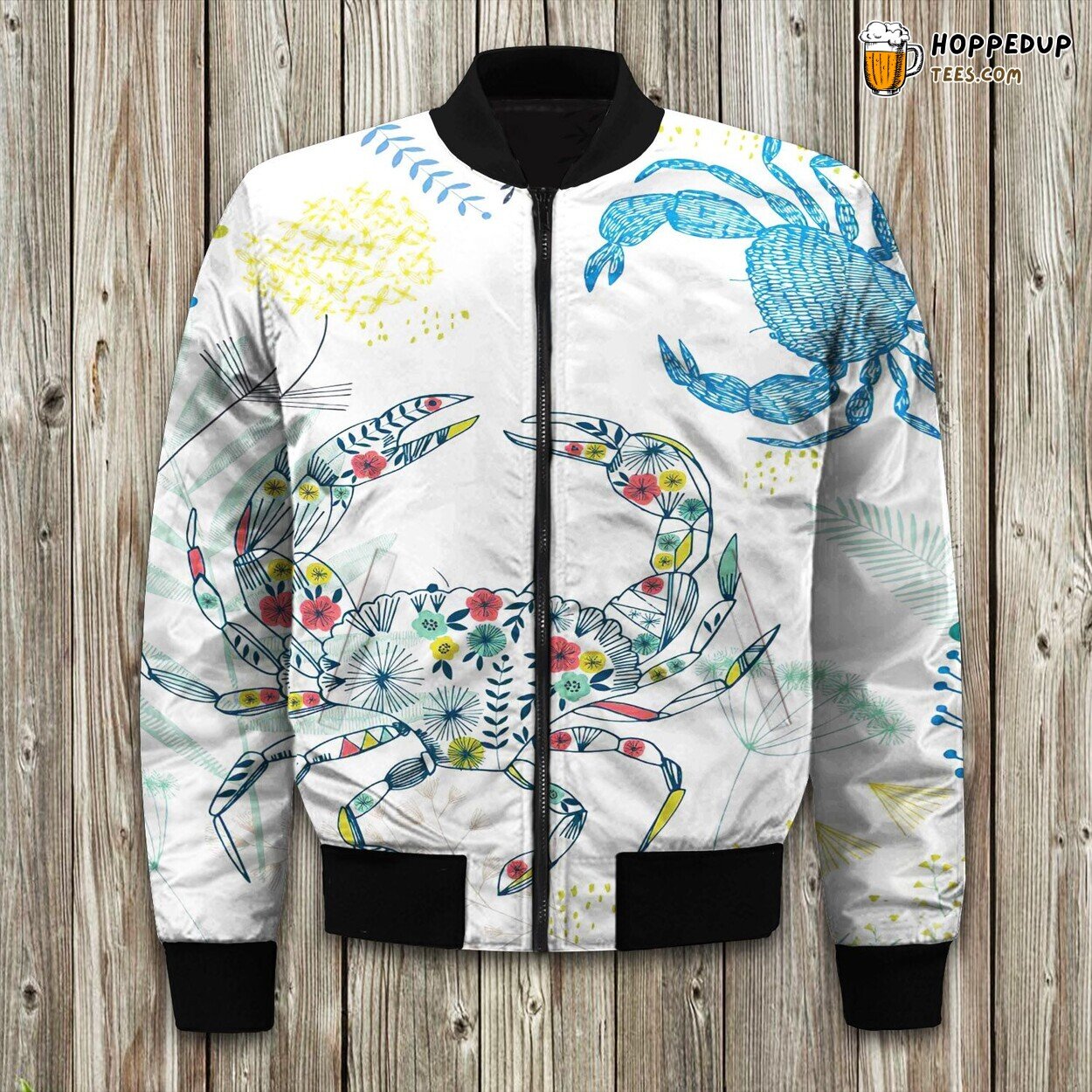 Floral Crab Crab Art Bomber Jacket