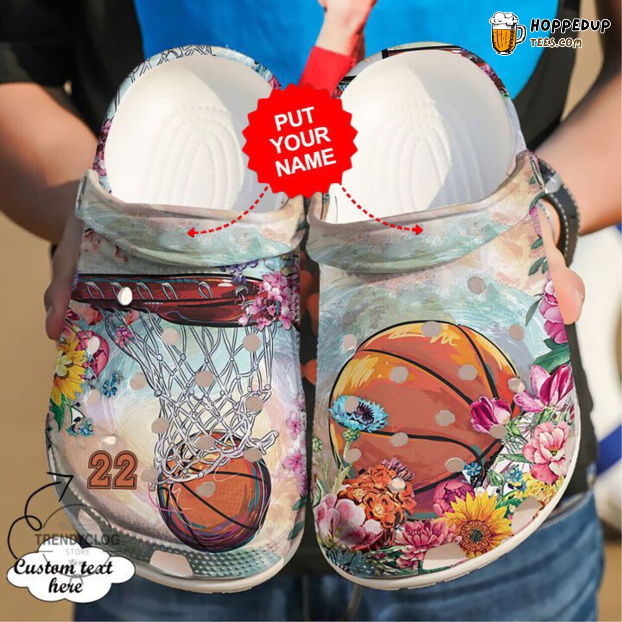 Floral Design Personalized Basketball Comfortable Stylish Clog Shoes