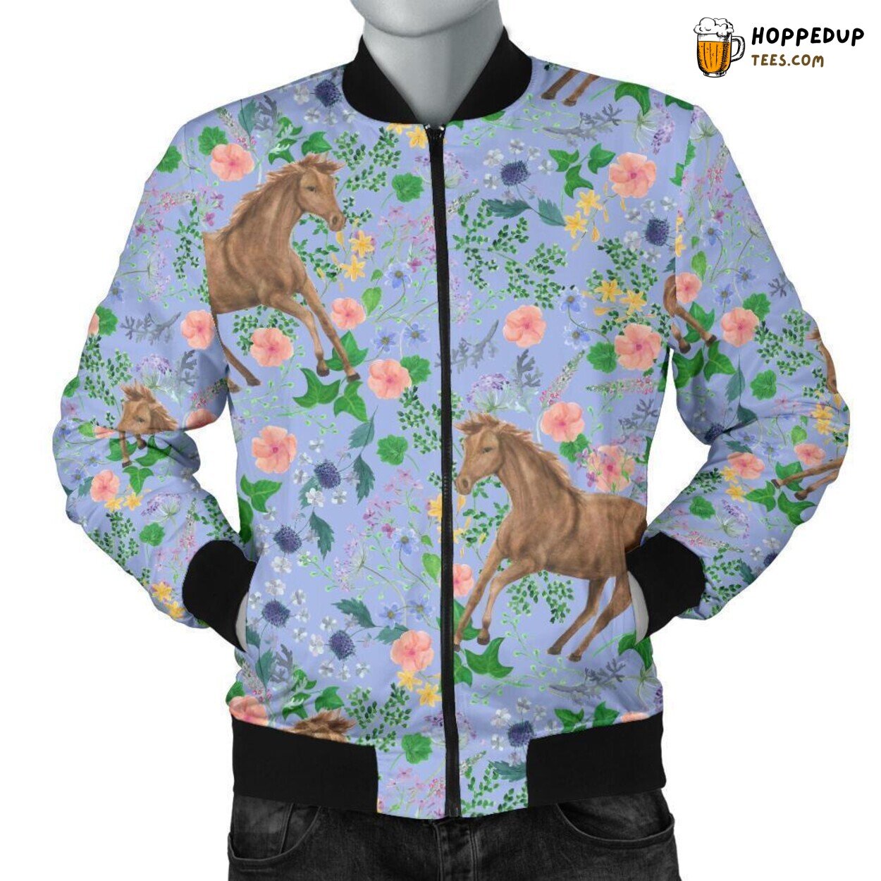 Floral Equestrian Beauty Men’s Bomber Jacket Unique Design Pattern Essence