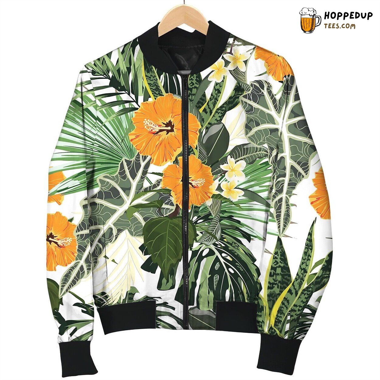 Floral Fashion Tropic Wallpaper With Palm Bomber Jacket