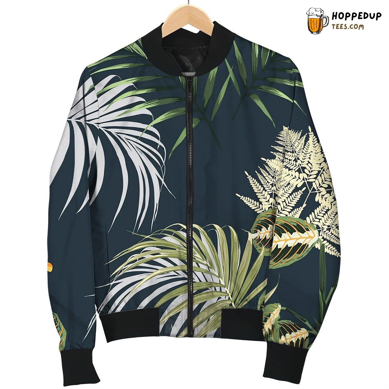 Floral Fashion Tropic Wallpaper With Palm Leaves Bomber Jacket