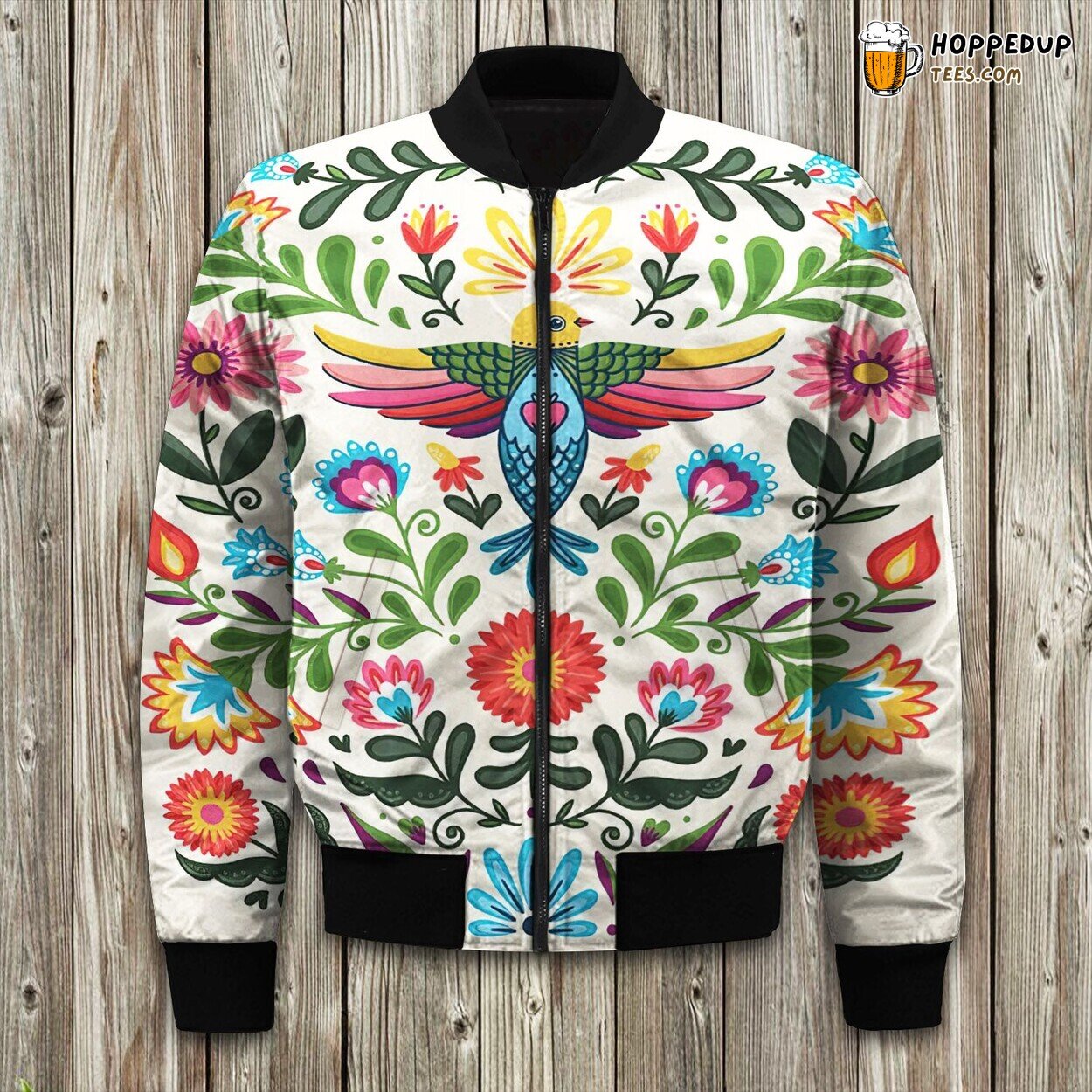 Floral Folk Folk Art Bomber Jacket