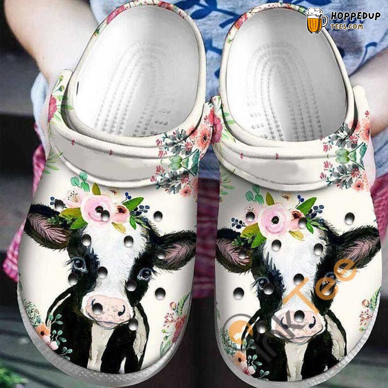 Floral Heifer Cow Farmer Theme Clog Shoes Unique Agriculture Inspired Gift