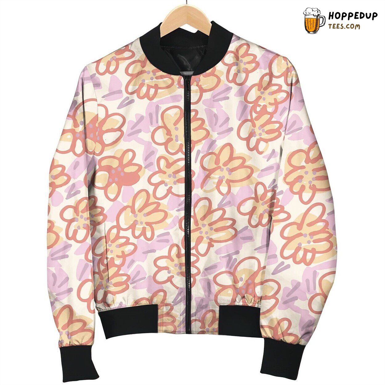 Floral Nude Naive Sketch Seamless Pattern Bomber Jacket