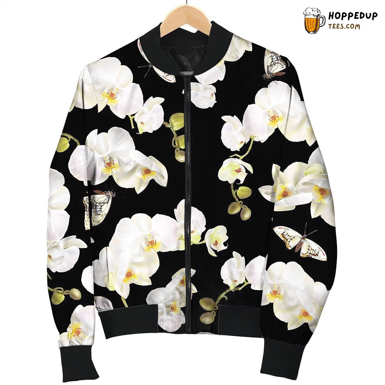 Floral Orchid Pattern Bomber Jacket