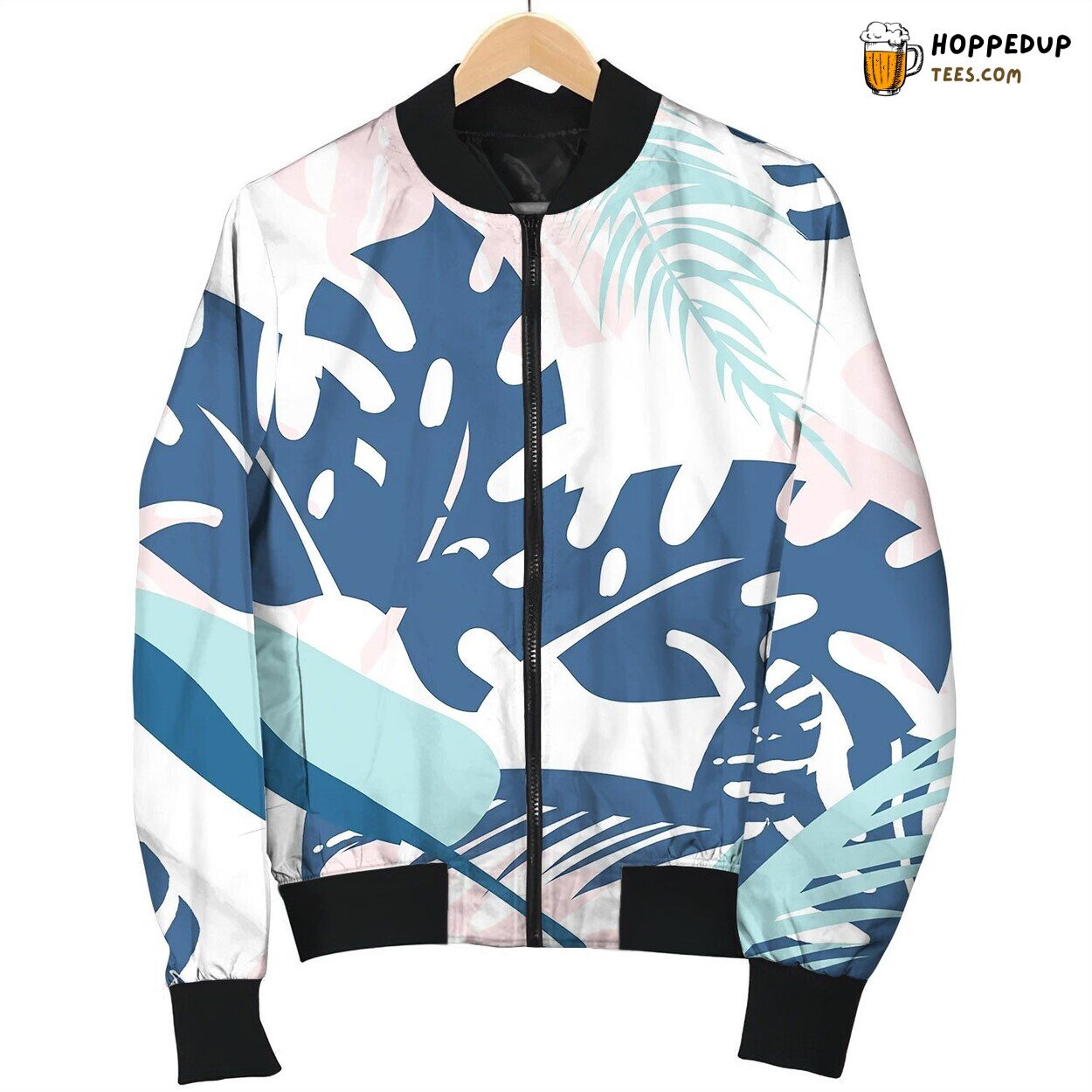 Floral Palm Pattern Bomber Jacket