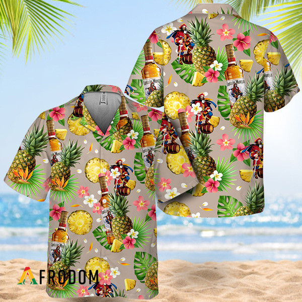 Floral Pineapple Captain Morgan Hawaiian Shirt HU