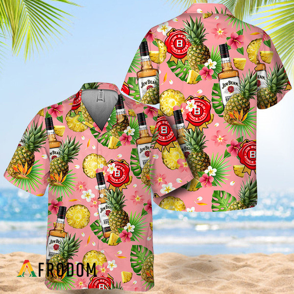 Floral Pineapple Jim Beam Hawaiian Shirt HU