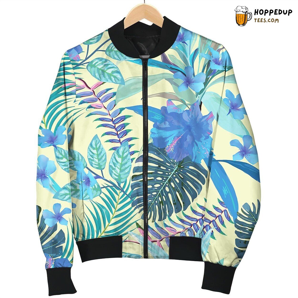 Floral Seamless Pattern Background With Isolated Bomber Jacket