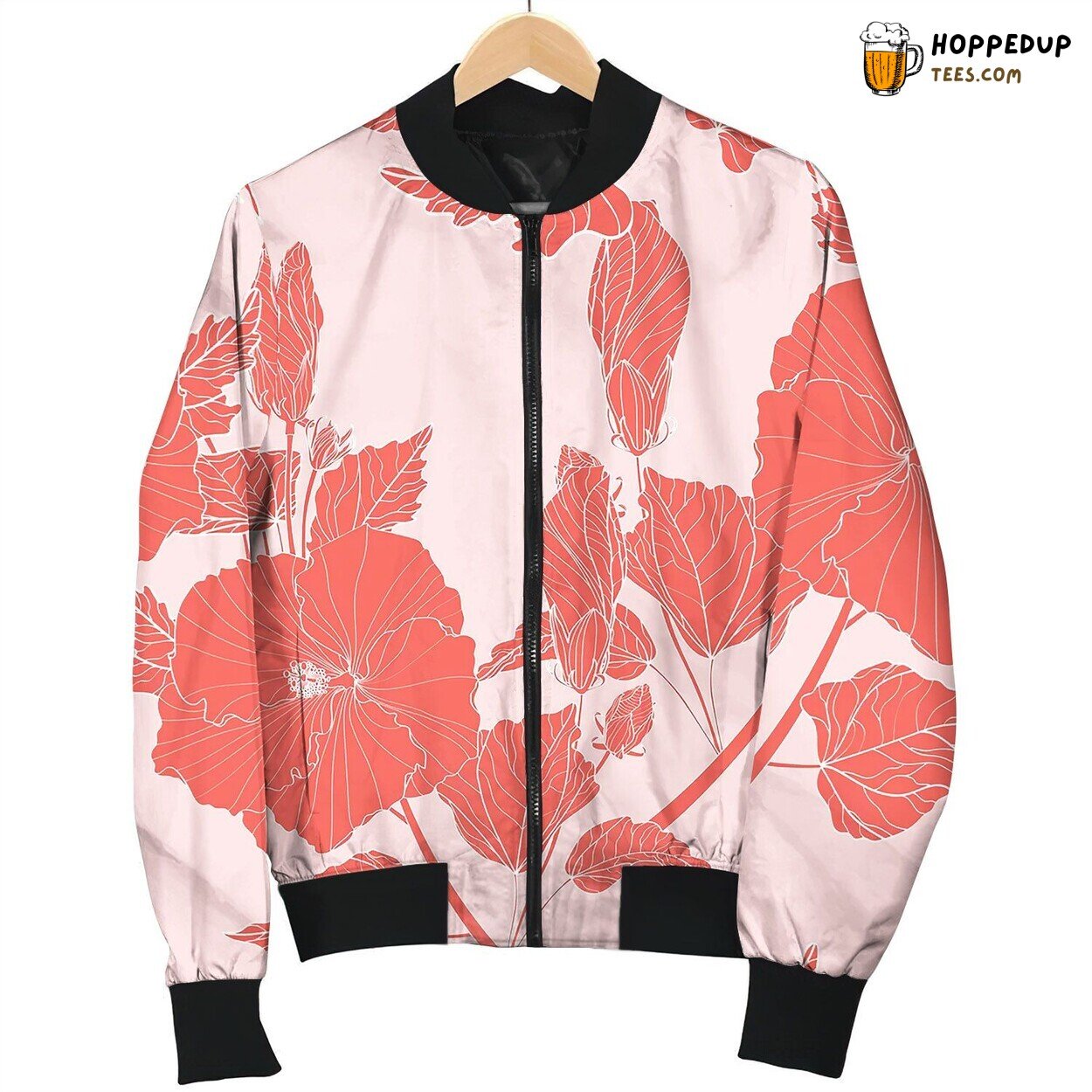 Floral Seamless Pattern Hibiscus Flowers Bomber Jacket