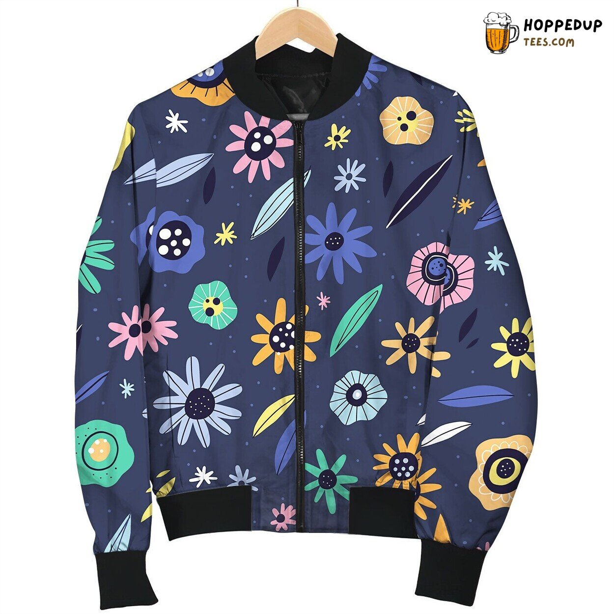 Floral Seamless Pattern Love Bomber Jacket