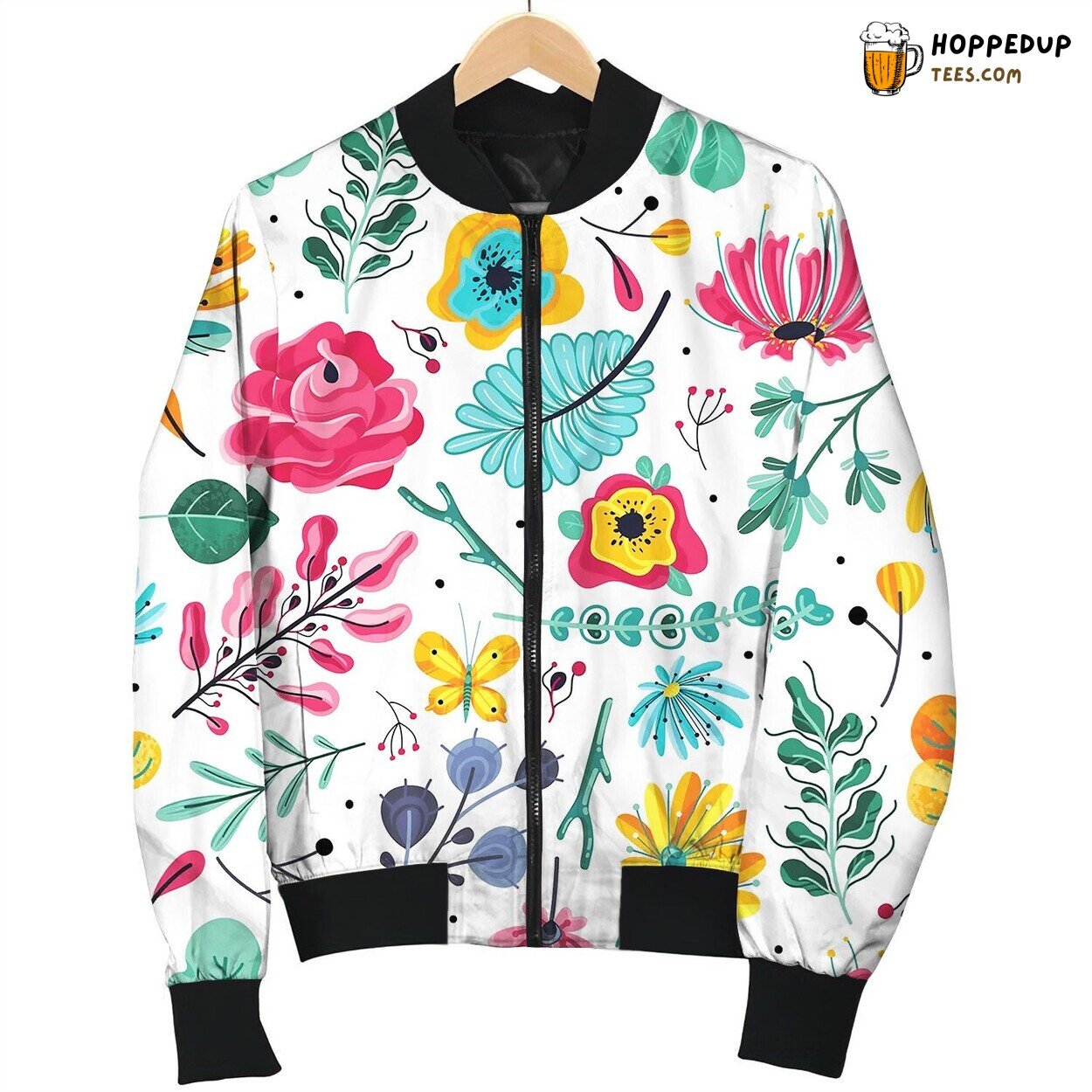 Floral Seamless Pattern Spring Summer Garden Bomber Jacket