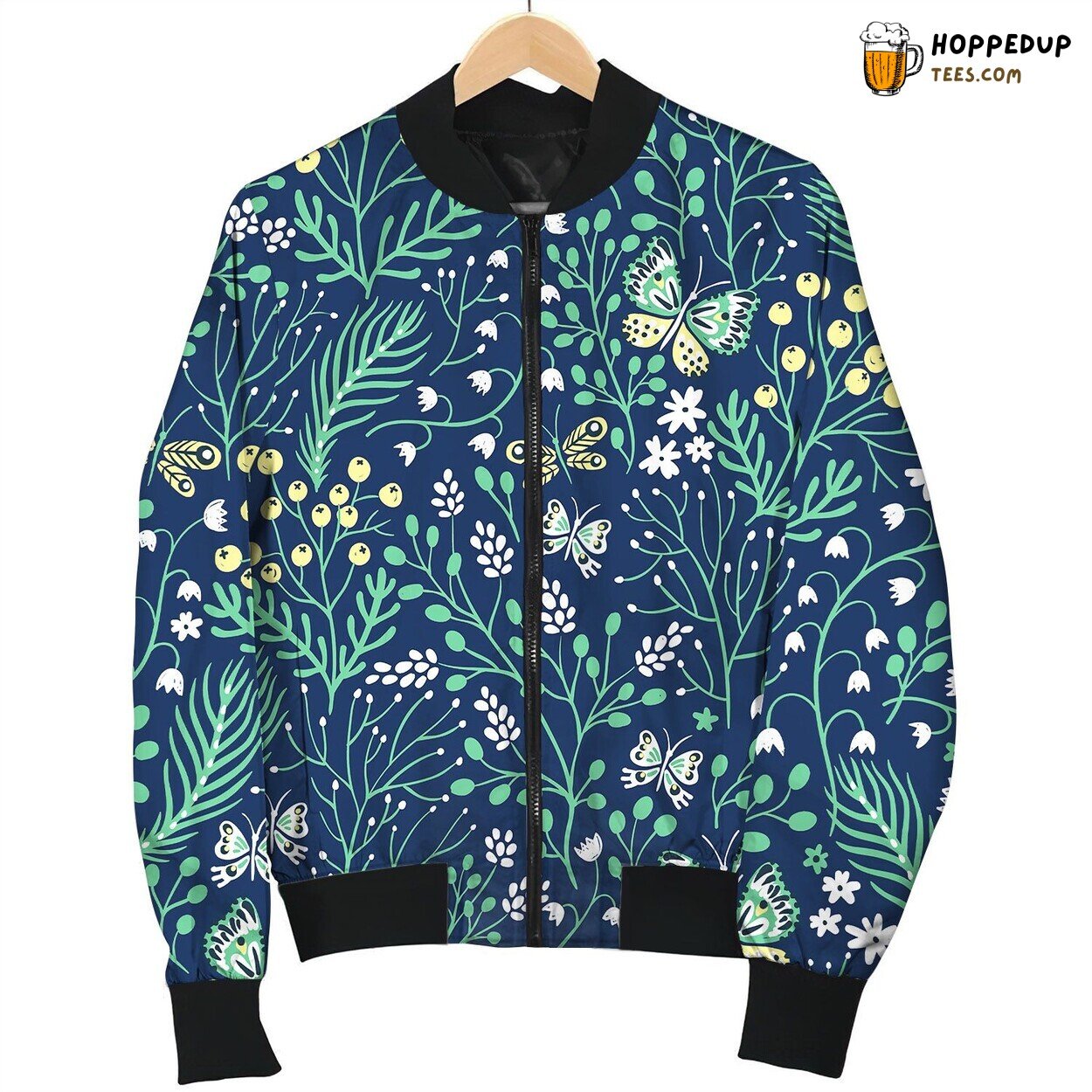 Floral Seamless Pattern Summer Herbs Bomber Jacket
