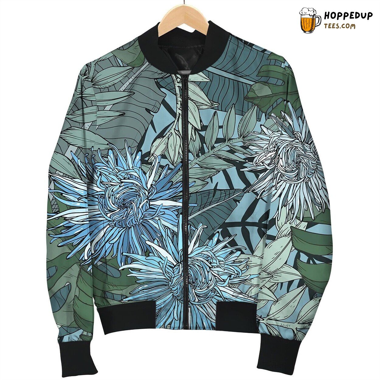 Floral Seamless Pattern With Aster Flowers Bomber Jacket