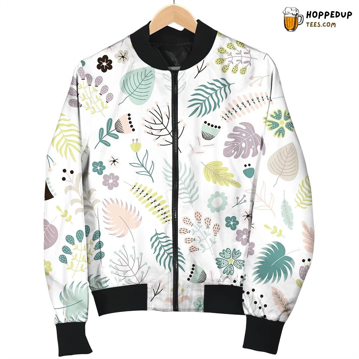 Floral Seamless Pattern With Flowers Plants Bomber Jacket