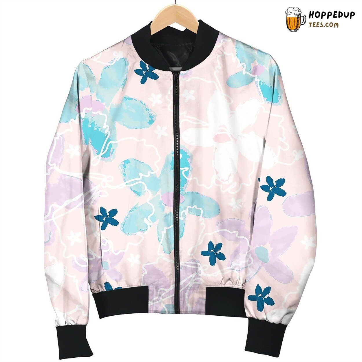 Floral Seamless Pattern With Hand Drawn Watercolor Bomber Jacket