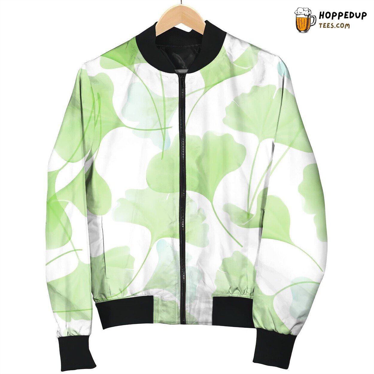 Floral Seamless Pattern With Japanese Gingko Bomber Jacket