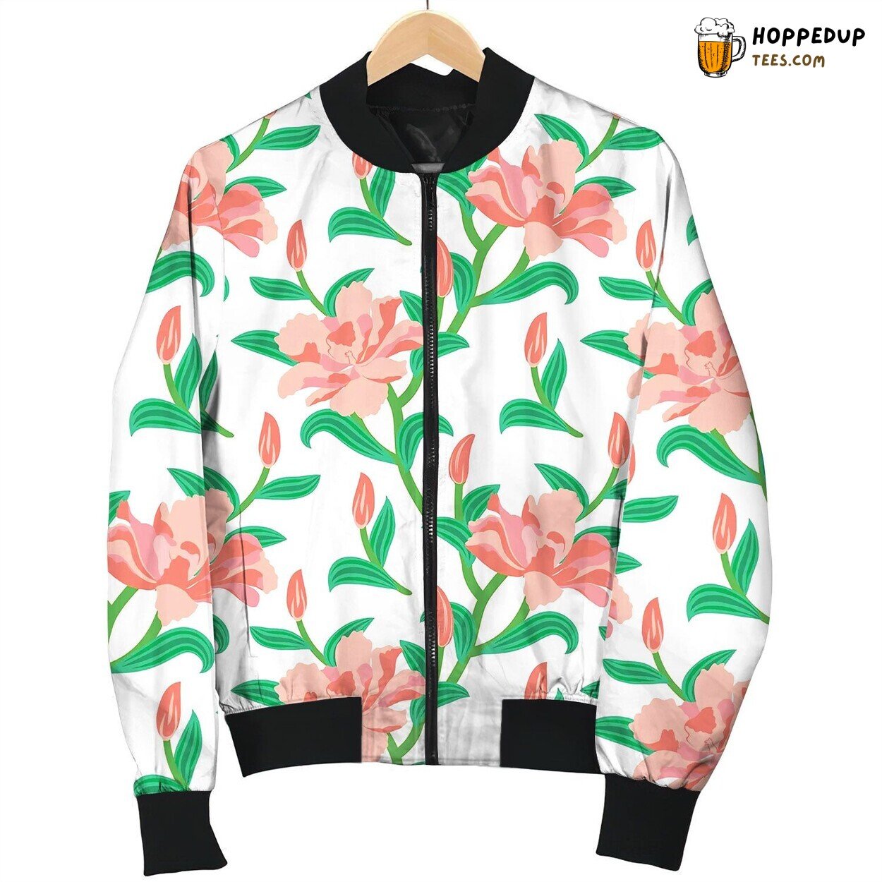 Floral Seamless Pattern With Peony Flowers Bomber Jacket