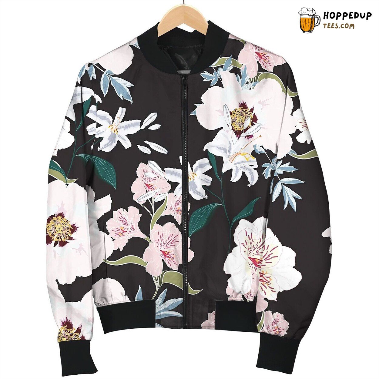 Floral Seamless Pattern With Pink Peony Flowers Bomber Jacket