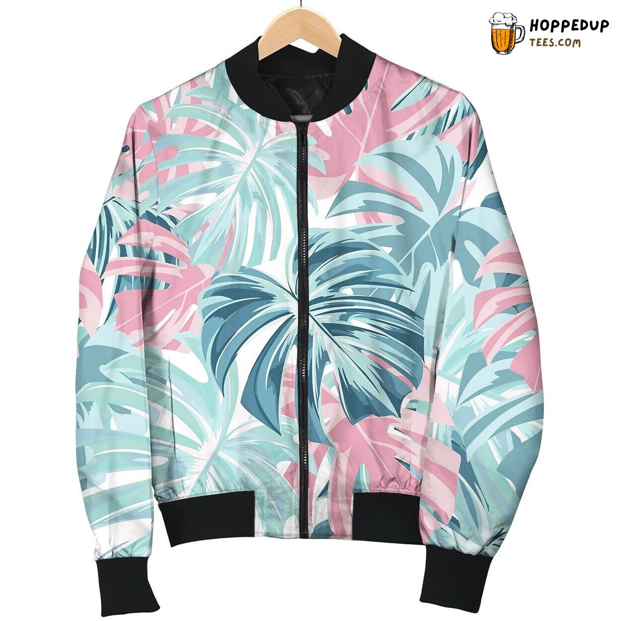 Floral Seamless Tropical Pattern With Leaves Bomber Jacket