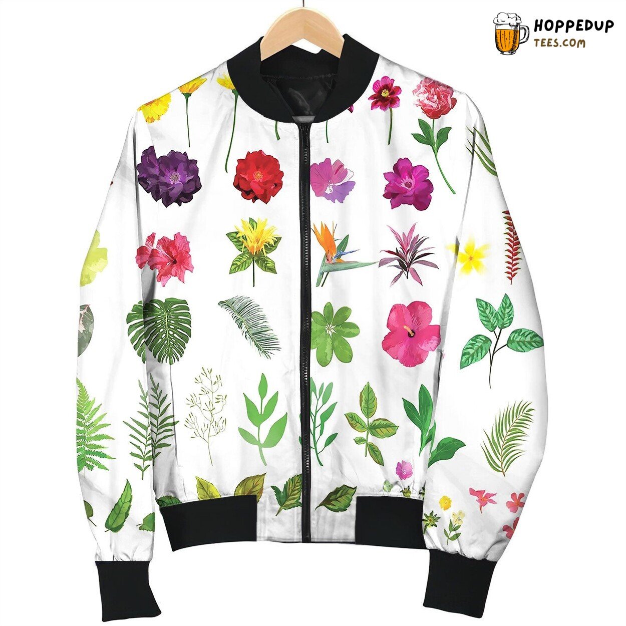 Floral Set Collection With Isolated Colorful Hand Bomber Jacket