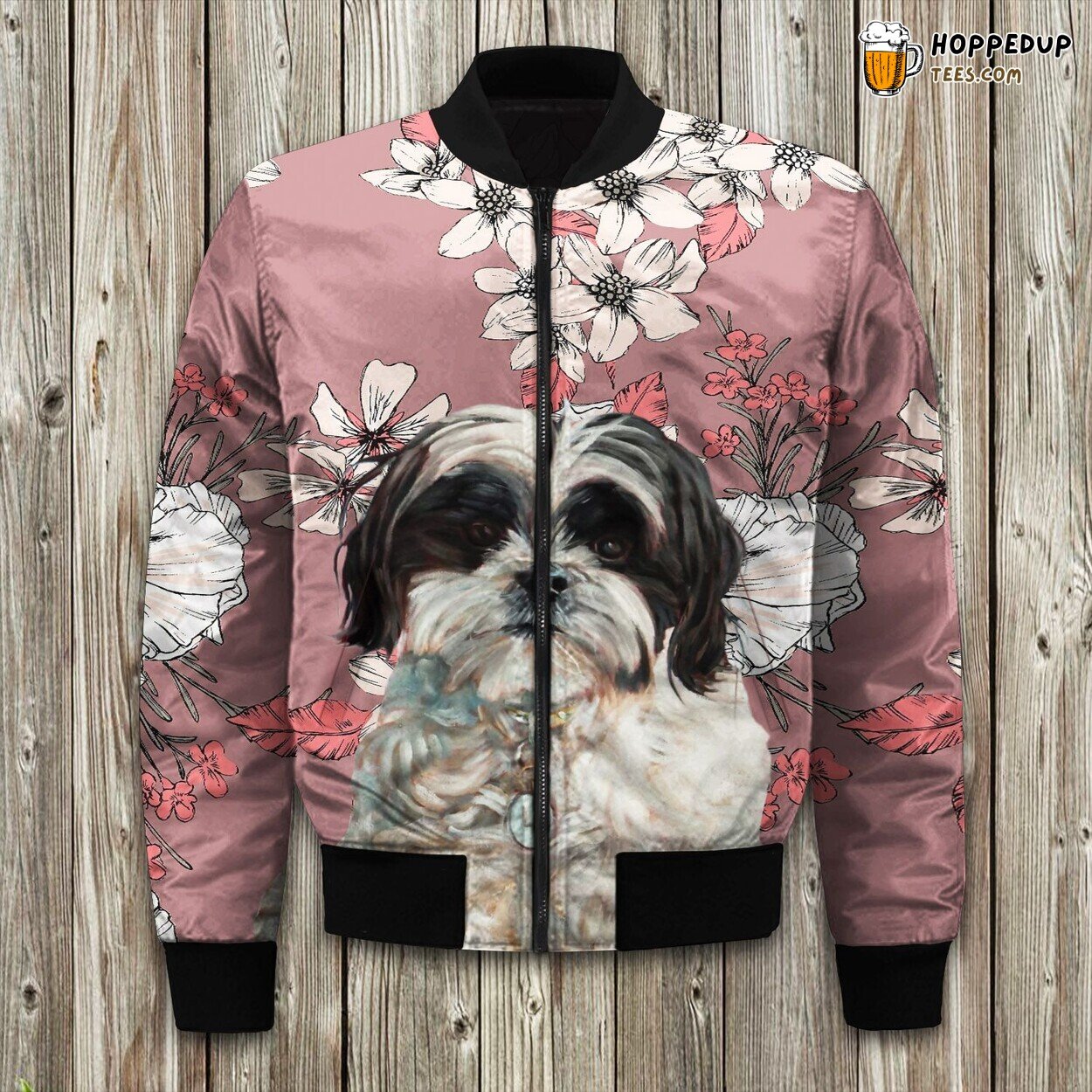 Floral Shih Tzu Bomber Unleashing Winter Fashion With Floral Canine Beauty