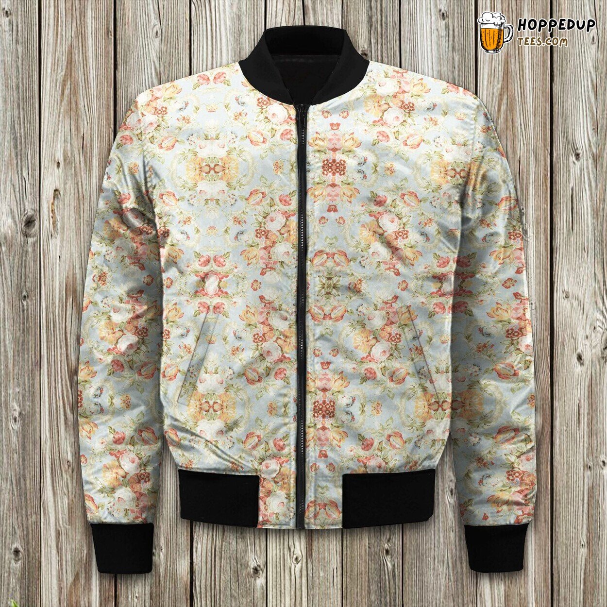Floral Stripe Spring Bling Bomber Jacket