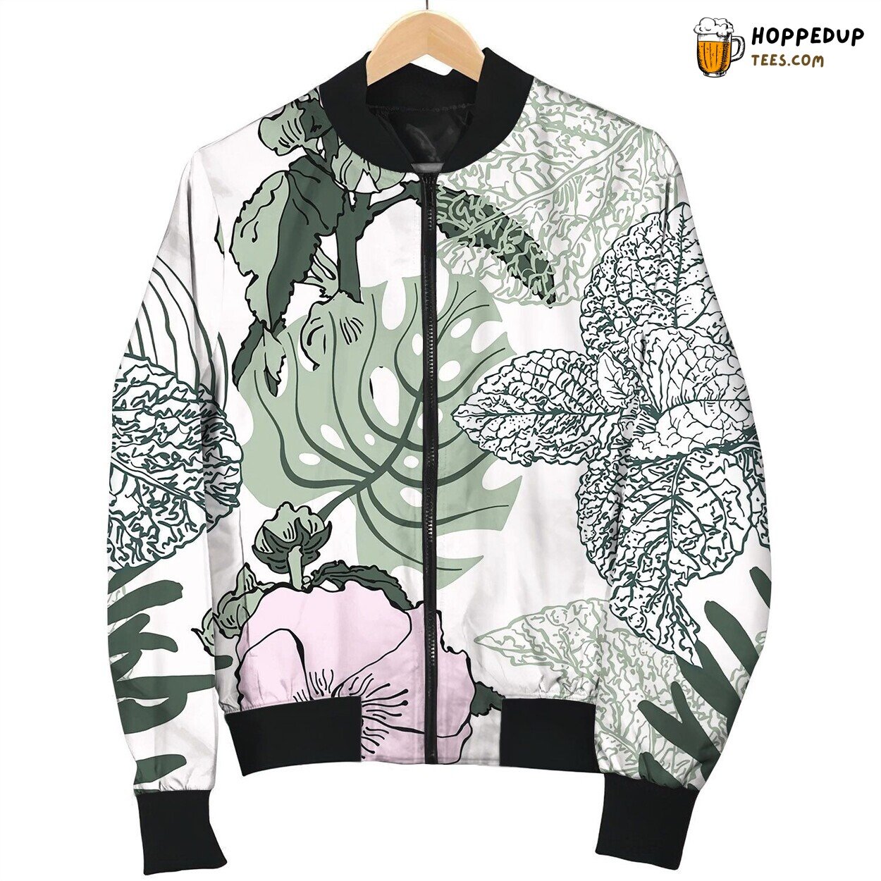 Floral Trendy Seamless Pattern Of Tropical Leaves Bomber Jacket