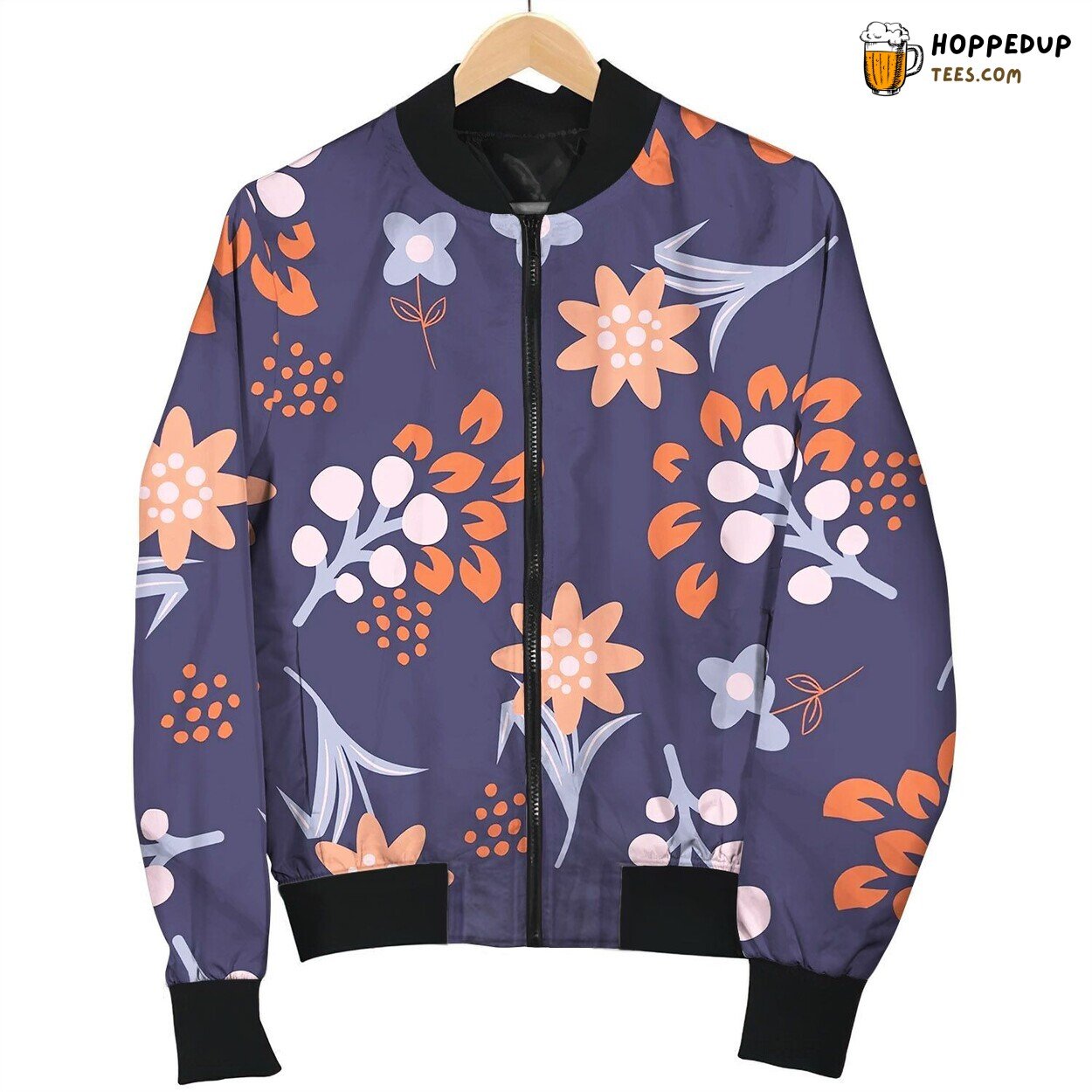 Floral Violet Red Seamless Pattern Bomber Jacket