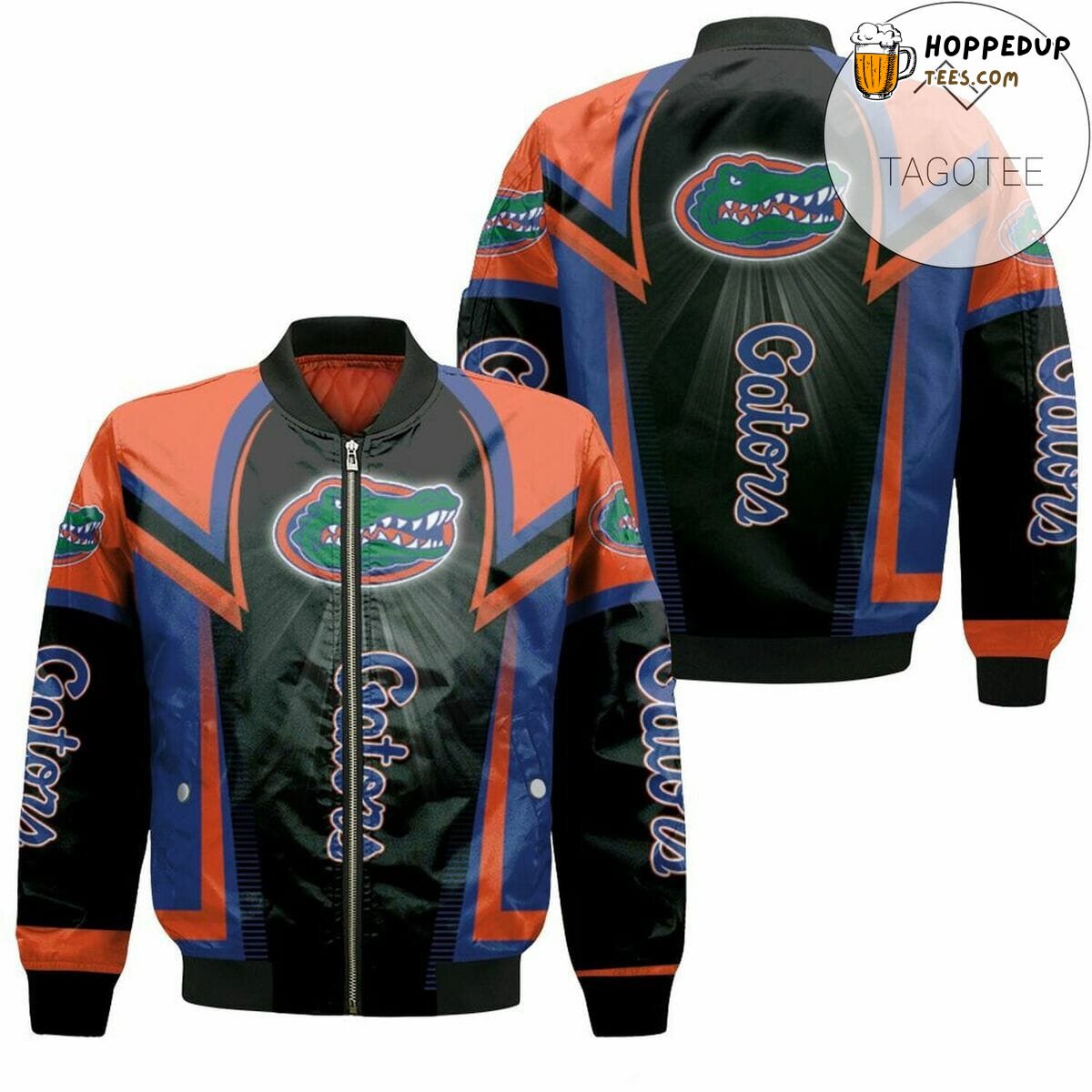 Florida Gators NCAA Sleek Black Orange Bomber Jacket Contrast