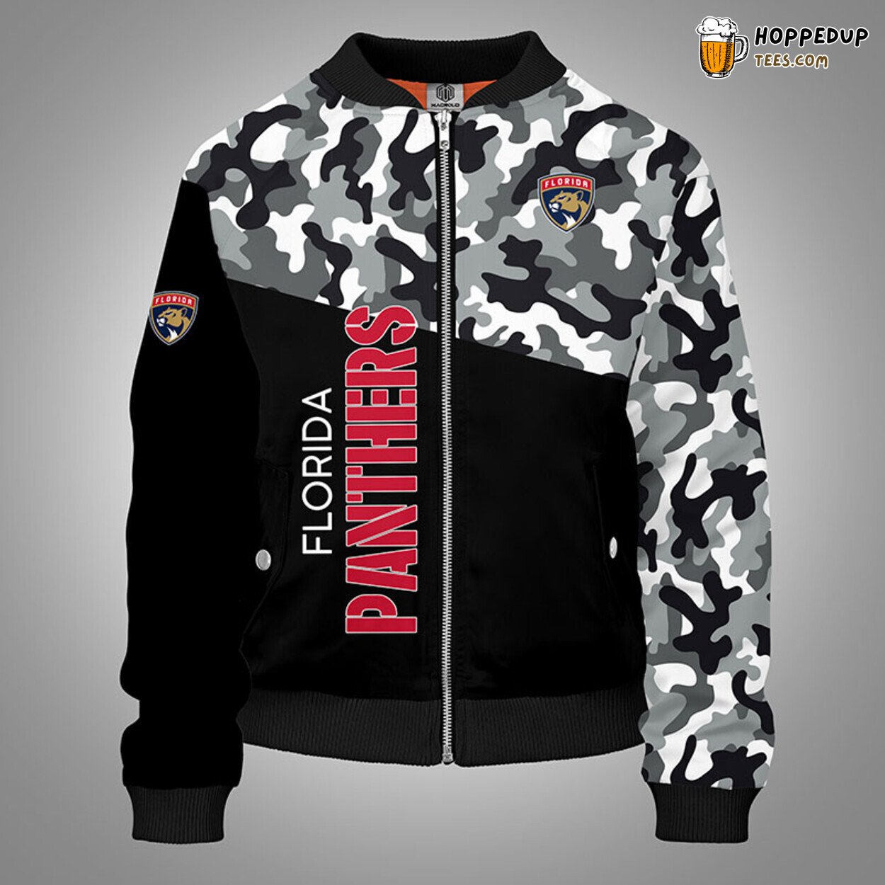 Florida Panthers NHL Camouflage Red Unique Bomber Jacket Stylish Design Look