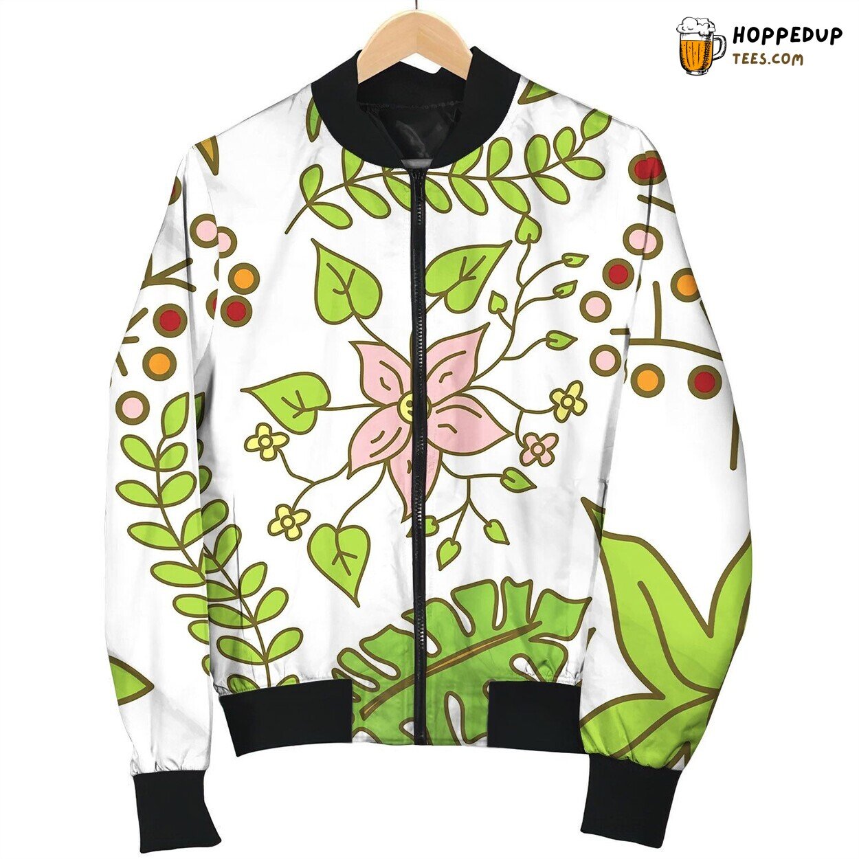 Flower Leaf Pattern Seamless Template Bomber Jacket