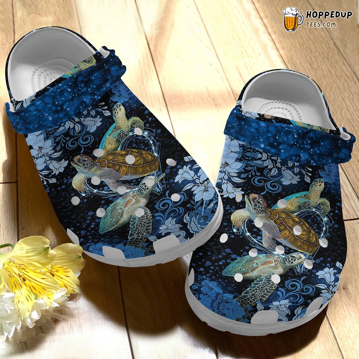 Flower Ocean Custom Sea Turtle Shoes for Women Men Comfortable Footwear