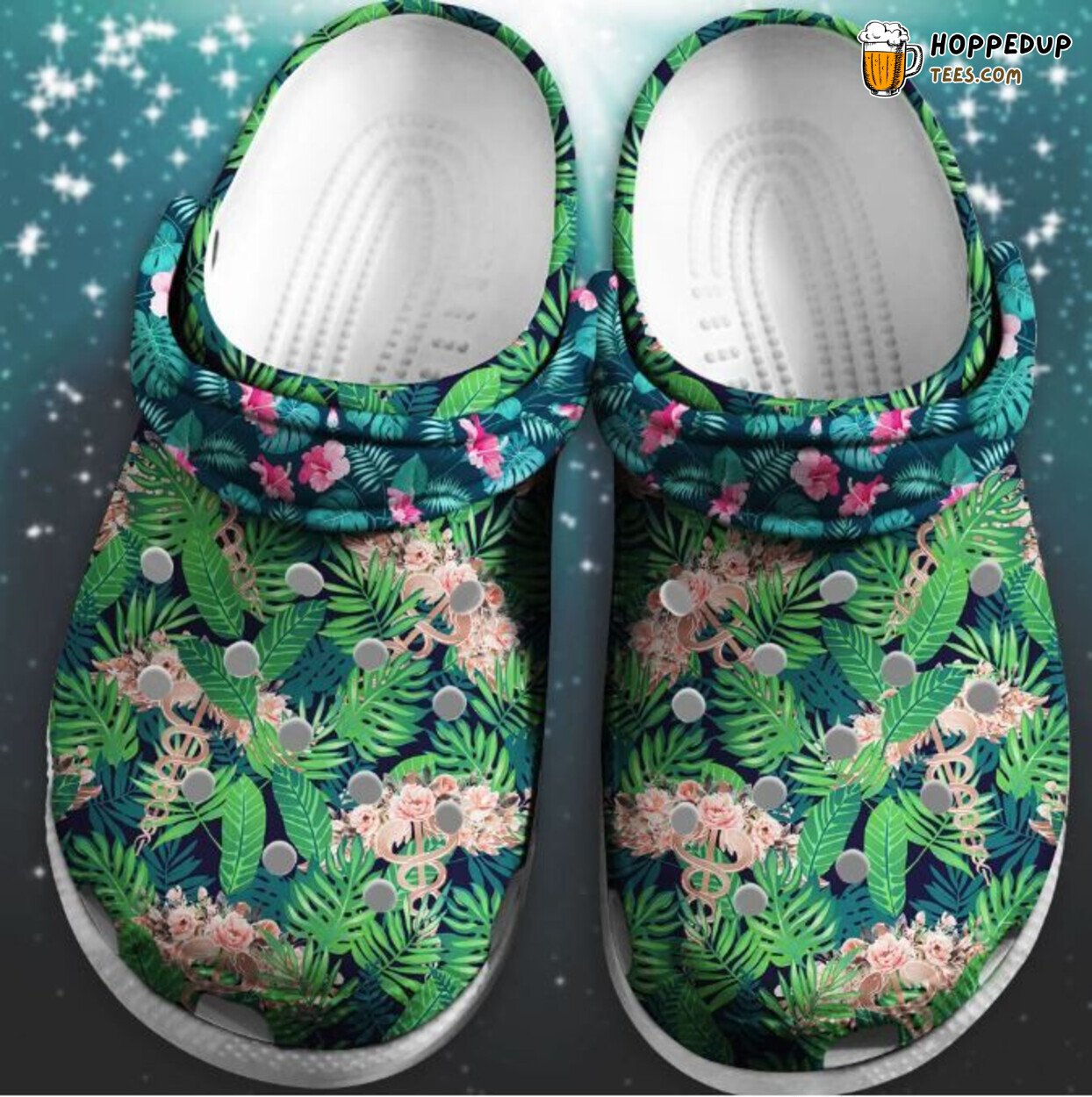 Flower Pattern Nurse Jungle Theme Rubber Clog Shoes Comfy Footwear Gift