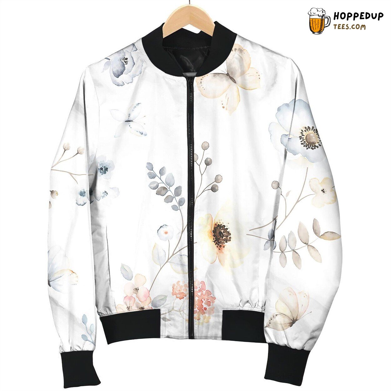 Flower Seamless Pattern Abstract Floral Branches Bomber Jacket