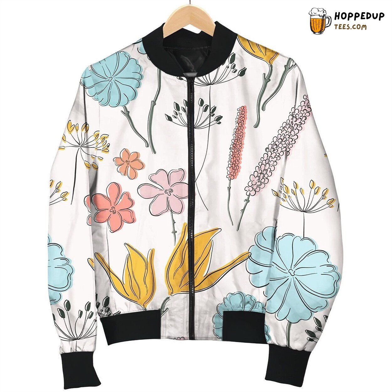 Flower Summer Fabric Pattern Spring Watercolor Bomber Jacket