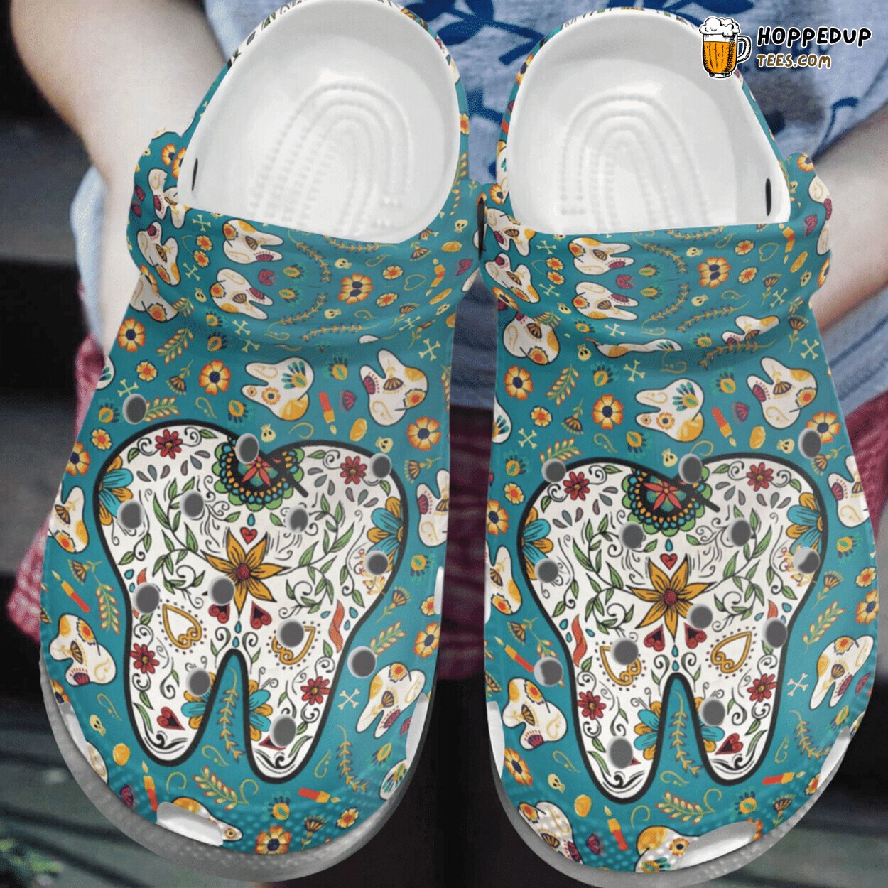 Flower Teeth Cute Tooth Dentist Lover Gift Rubber Clog Shoes