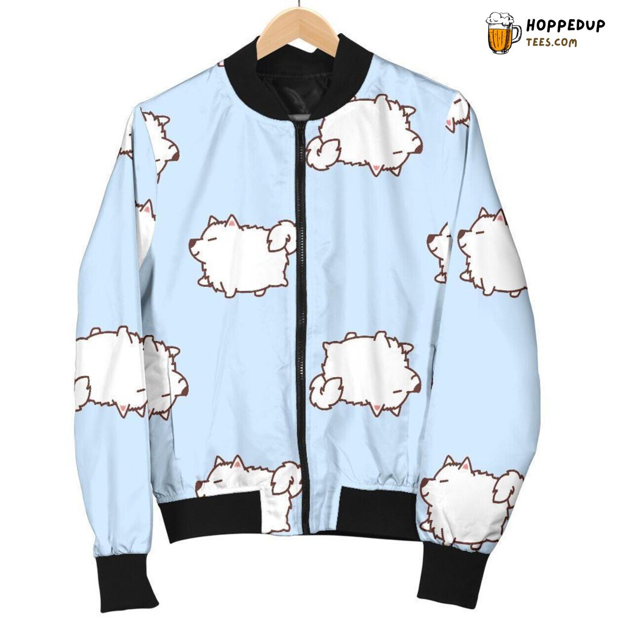 Fluffy Samoyed Dog Tribute Men’s Bomber Jacket Unique Essence Pattern Art