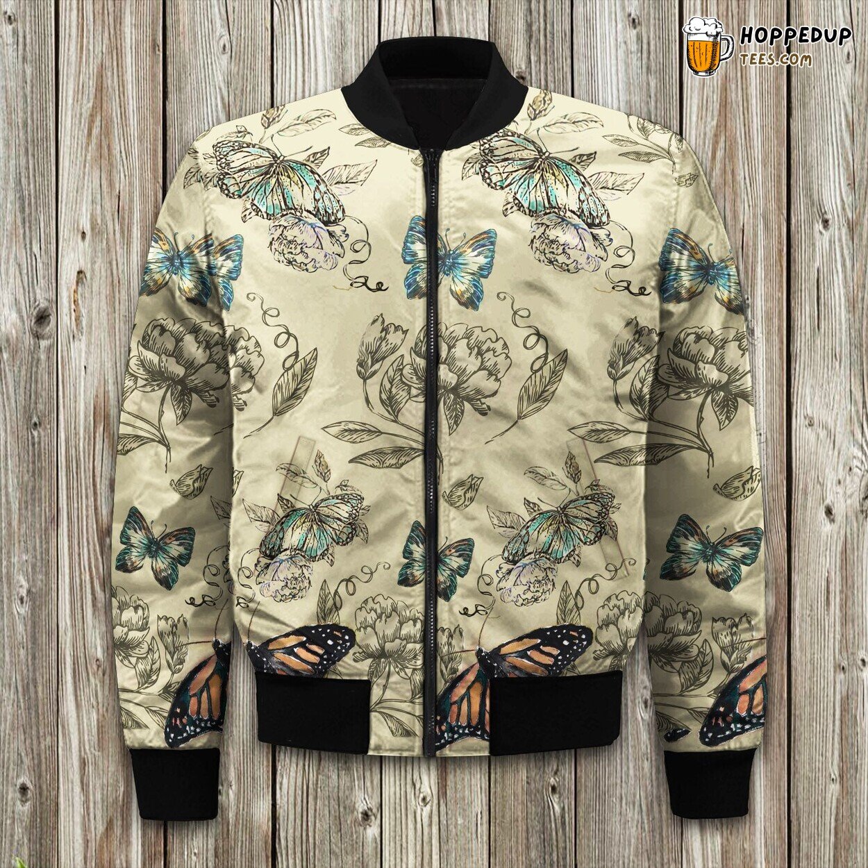 Fluttering Butterflies Essence Winter Bomber Jacket Tailored Unique Elegance