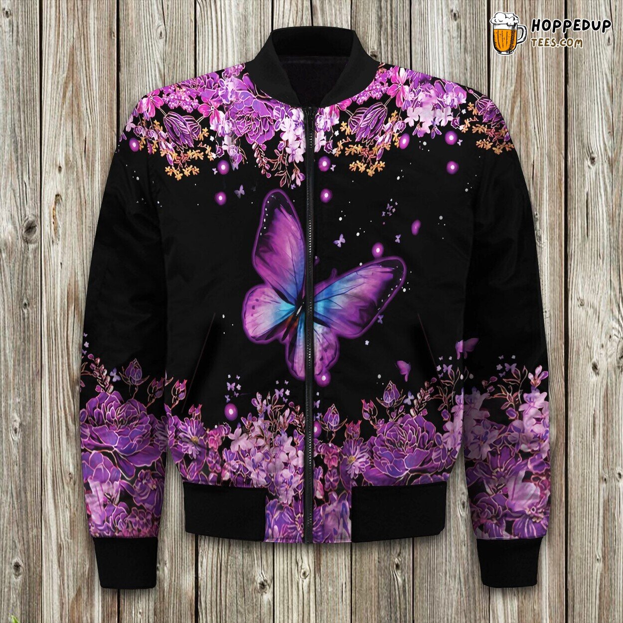 Fluttering Butterfly Art Bomber Jacket Embrace Winter’s Winged Elegance and Joy