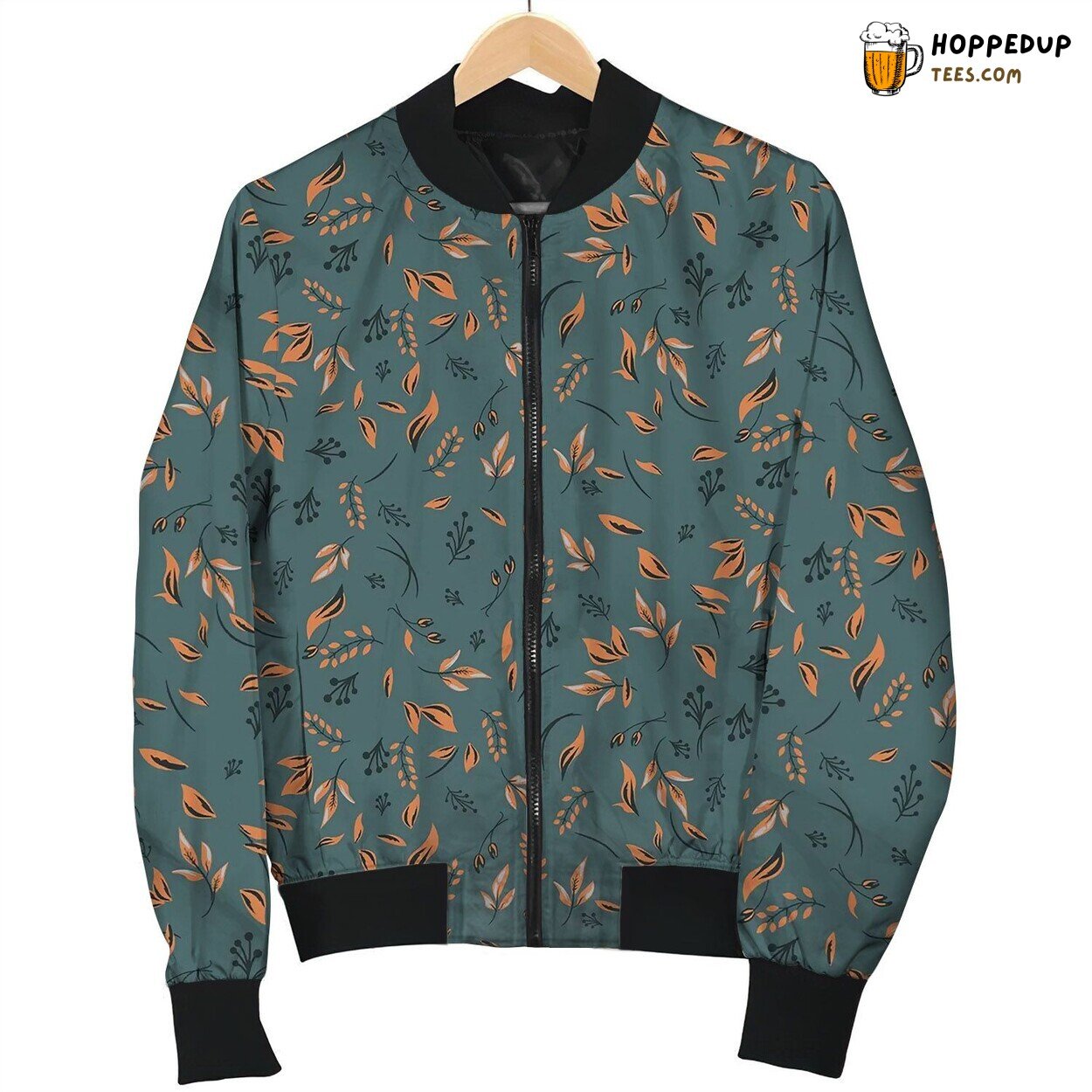 Foliage Fall Seamless Pattern With Plants Bomber Jacket