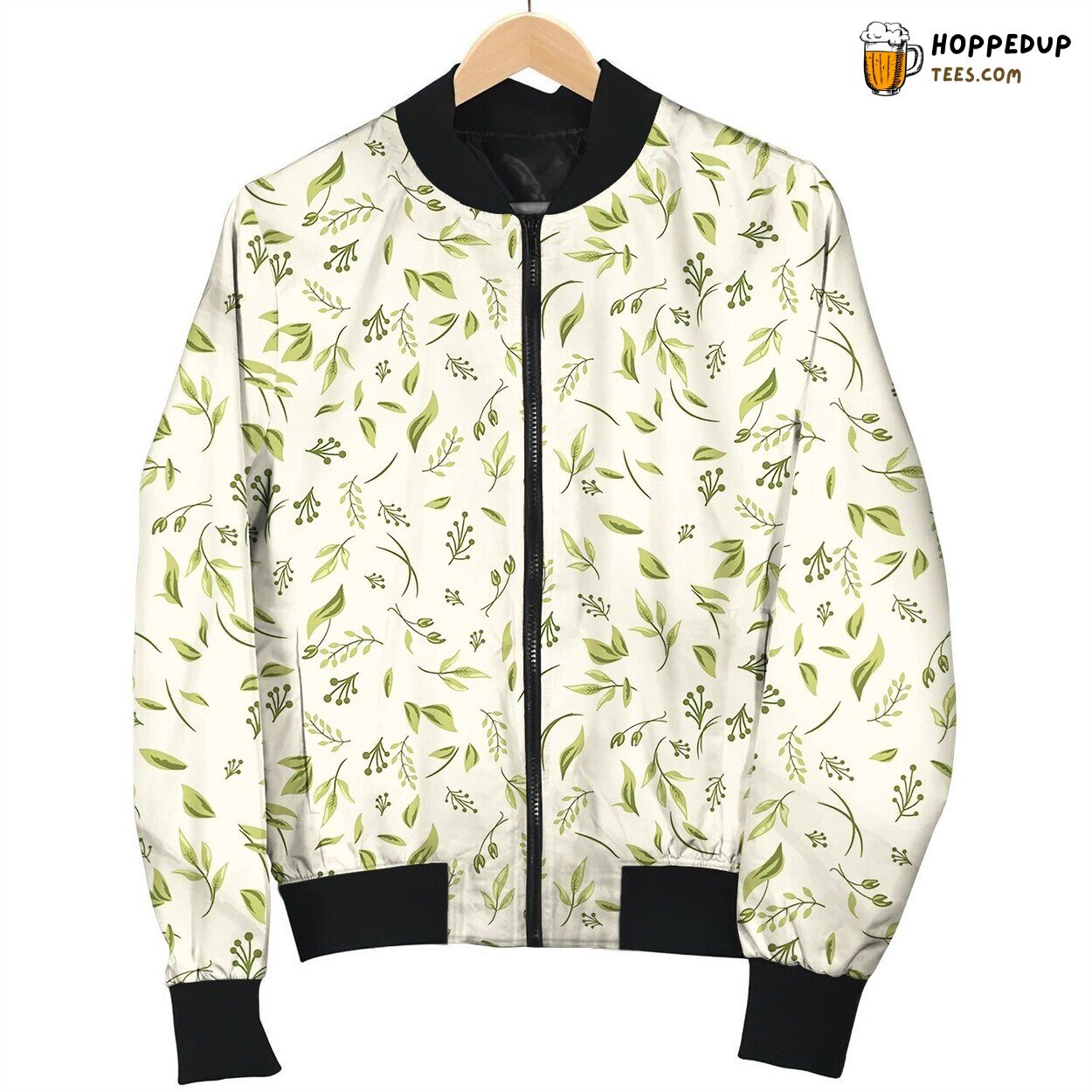 Foliage Seamless Pattern With Plants And Leaves Bomber Jacket