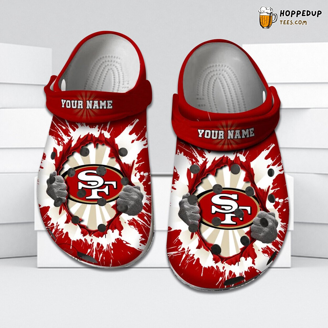 Football 49 Hands Ripping Light Personalized Unique Clog Shoes