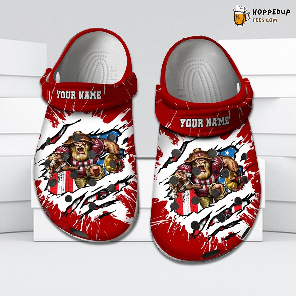 Football 49 Ripped Flag Personalized Comfortable Unique Clogs