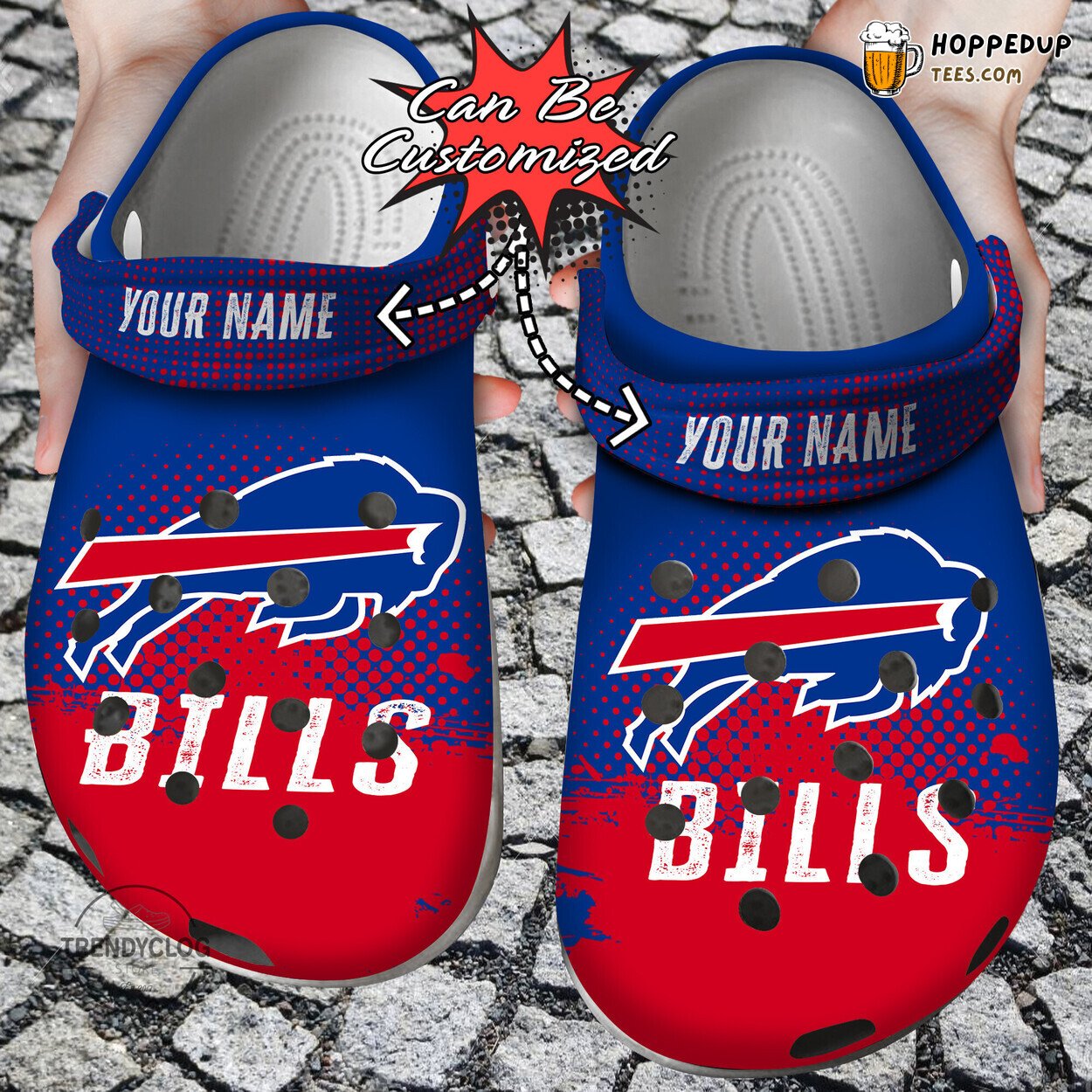 Football BBills Half Tone Drip Flannel Personalized Comfortable Clogs