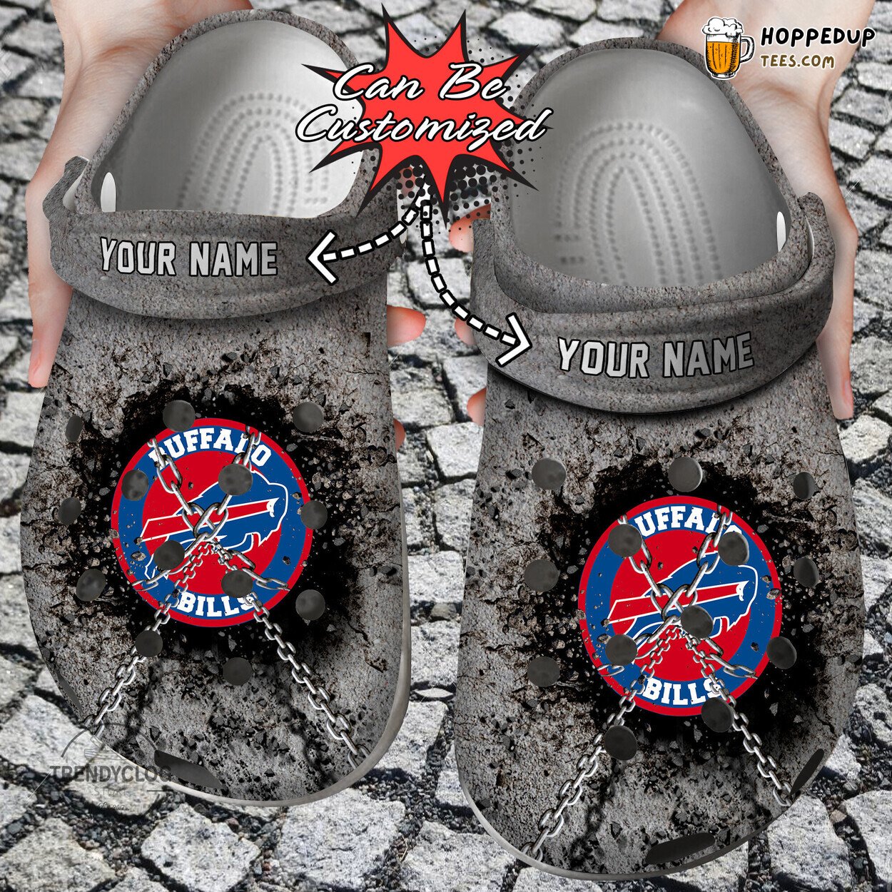 Football BBills Personalized Chain Wall Breaking Clog Shoes
