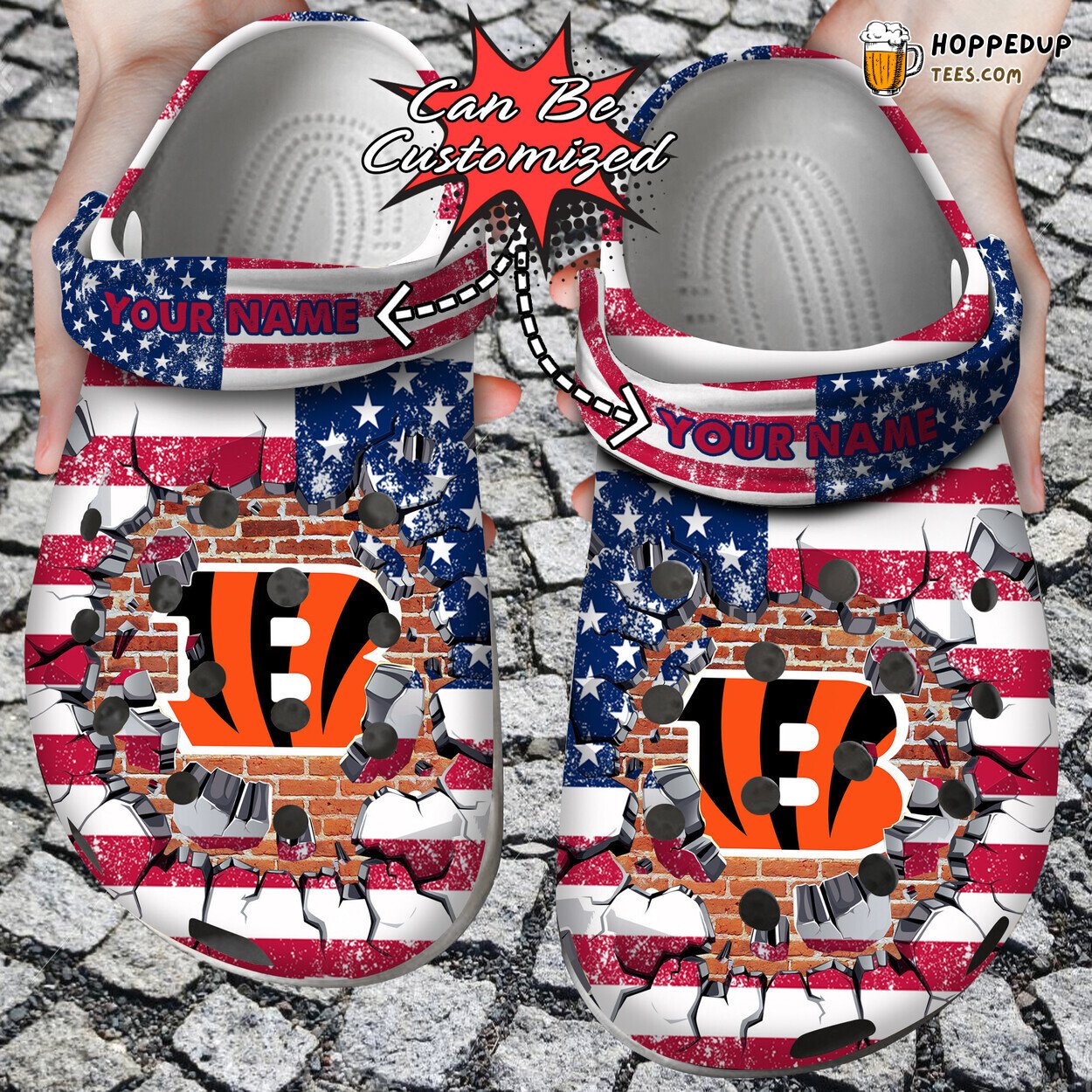 Football CBengals Flag Wall Breaking Personalized Comfortable Clogs