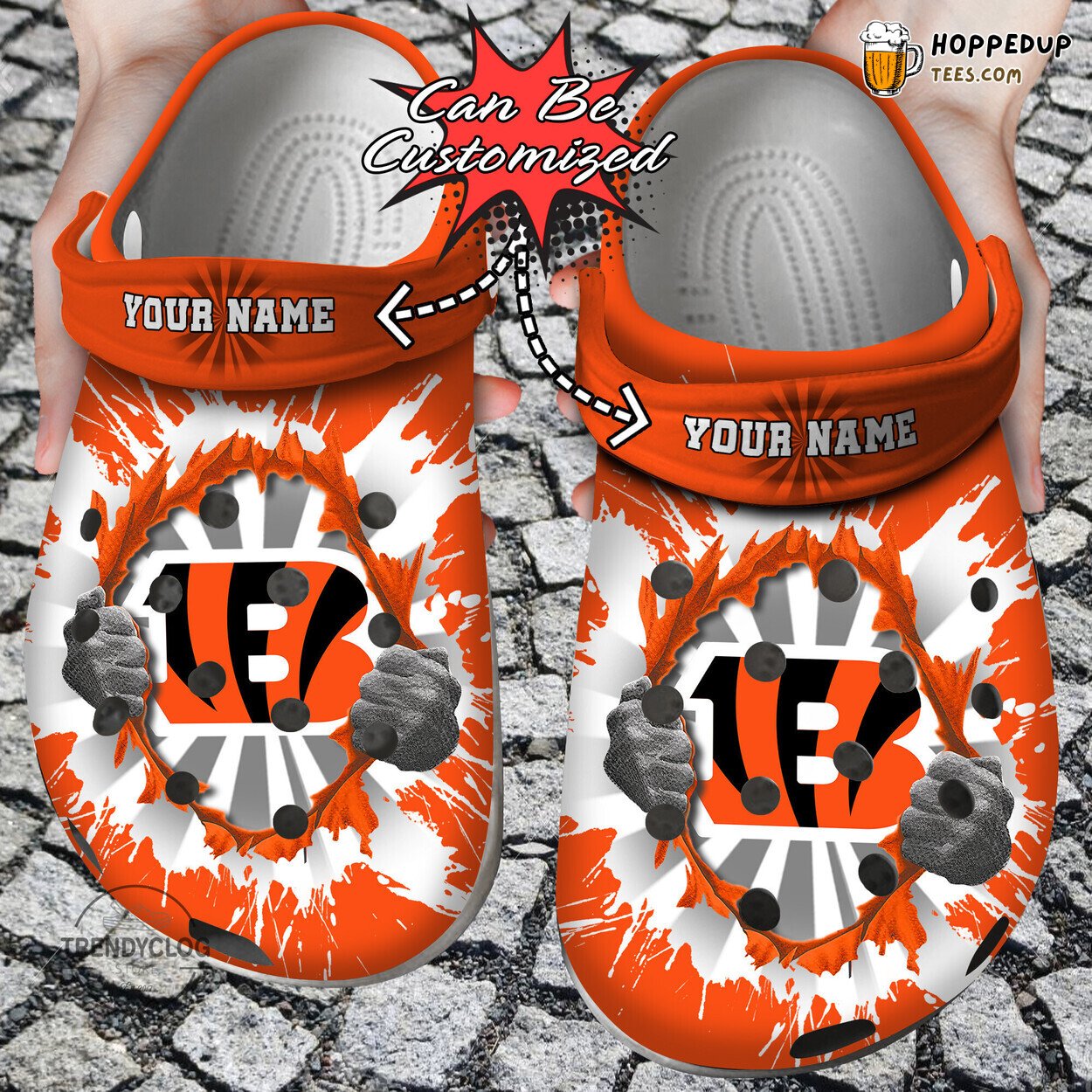 Football CBengals Hands Ripping Light Personalized Clog Shoes Unique
