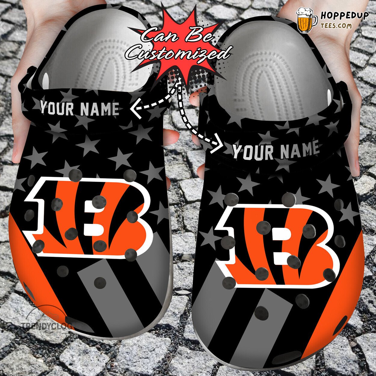 Football CBengals Star Flag Personalized Sporty Clog Shoes